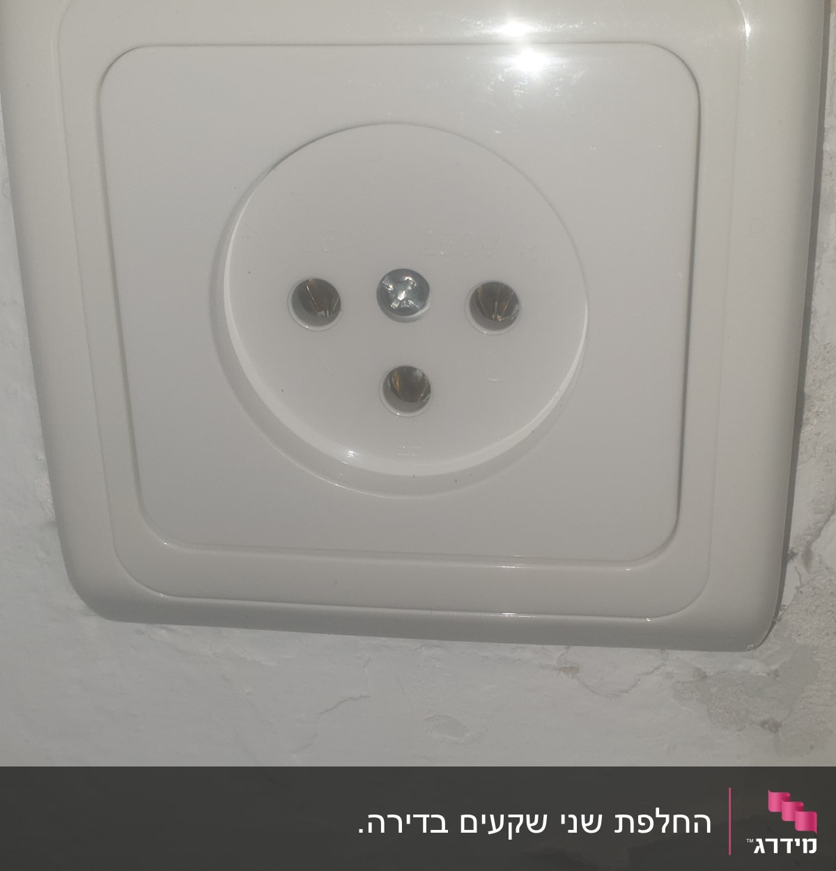 שקע חשמלי לבן מותקן על קיר